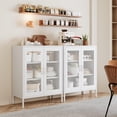 thumbnail image 4 of Elegant 40''H Metal Storage Cabinet with Mesh Doors,Steel Display Cabinet with Adjustable Shelves,Metal Office Storage Locker for Home Office,White, 4 of 7