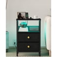 thumbnail image 4 of Black Nightstand with Outlet and LED Lights, Modern Bedside Table with Drawers, Small Night Table for Living Room, Bedroom, 4 of 5