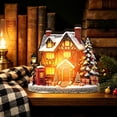 thumbnail image 3 of Lighted Christmas Village House, Wooden Holiday Figurine, Snow Covered Cottage Scene with Layered Architecture and Glowing Windows for Mantel, Painted Wood with LED Light with DetaiLED, 3 of 5