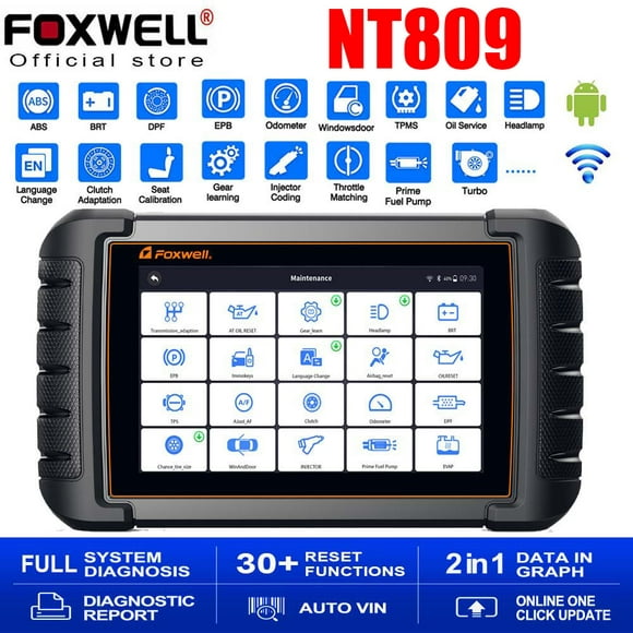 Foxwell NT809 Bi-Directional Control All System OBD2 Scanner Code Reader Active Test Automative Diagnostic Scan Tool 30 Reset Services