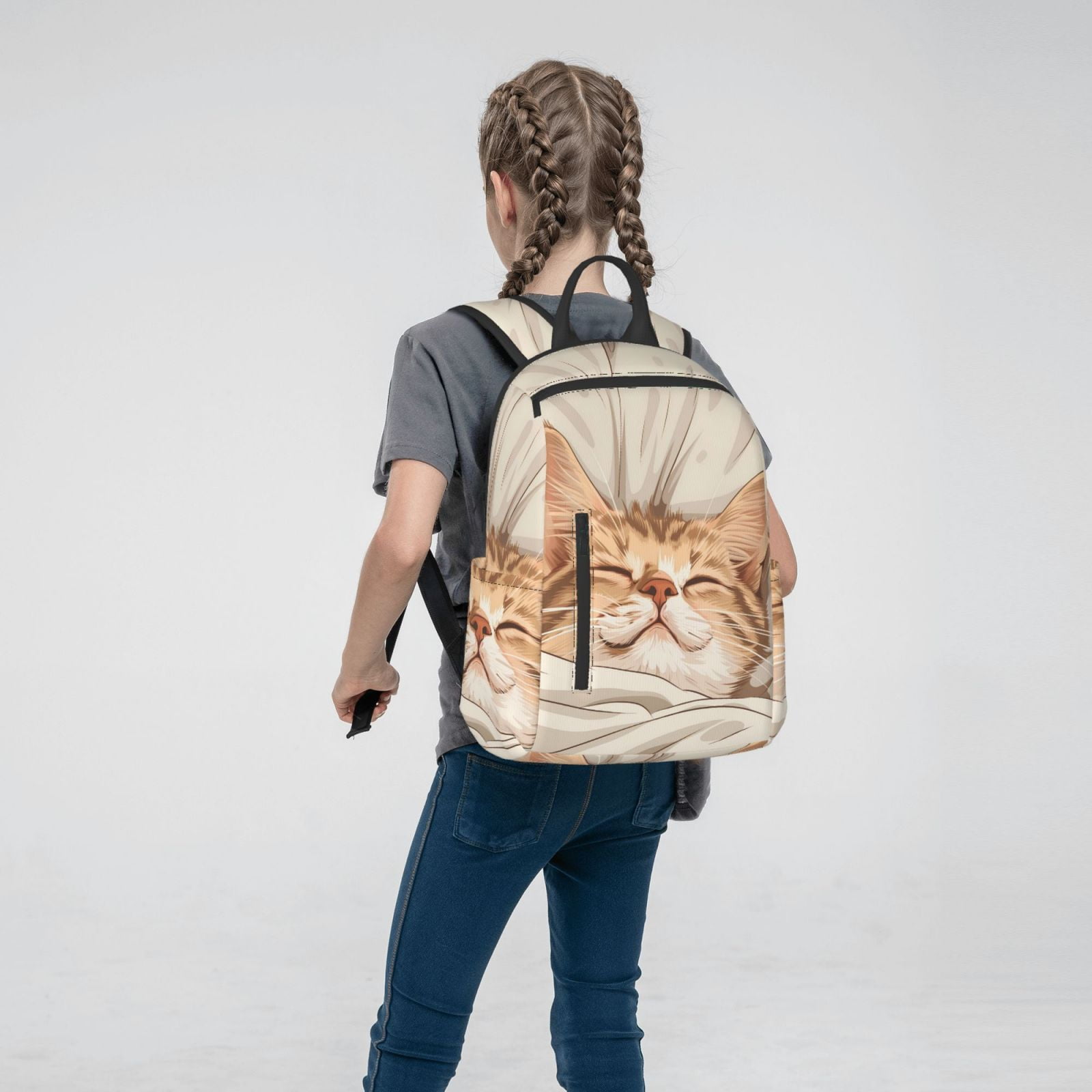 Hirioo Sleeping Cat In Blanket for Lightweight Backpack, Durable and Comfortable, Ideal for Travel, School, Hiking, and Everyday Use