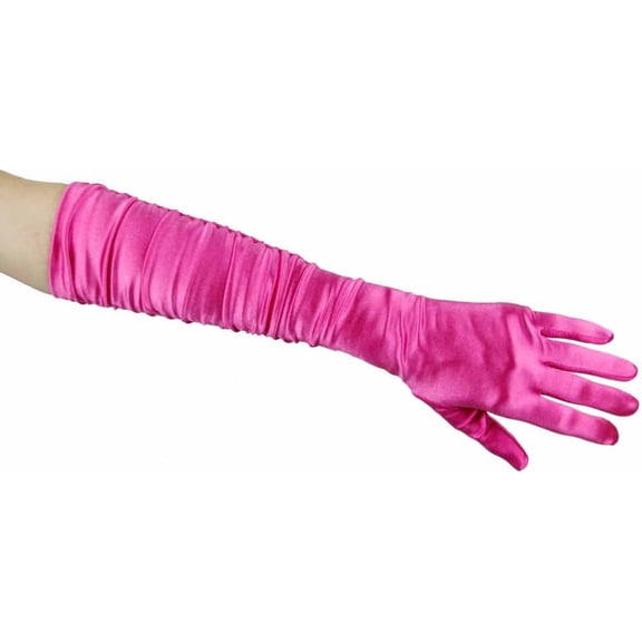 Nights Shiny Gathered Elbow Length Gloves, Hot