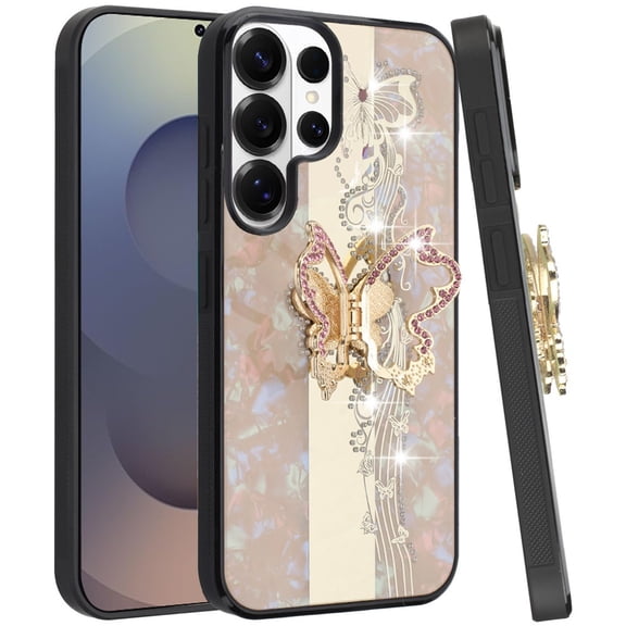 XPM for Samsung Galaxy S26 Ultra Phone Case, Diamonds 3D Butterfly Bling Sparkly Glitter Ornaments Engraving Hybrid with Stand Fashion Cover for Galaxy S26 Ultra (Enchanted Butterfly Gold)