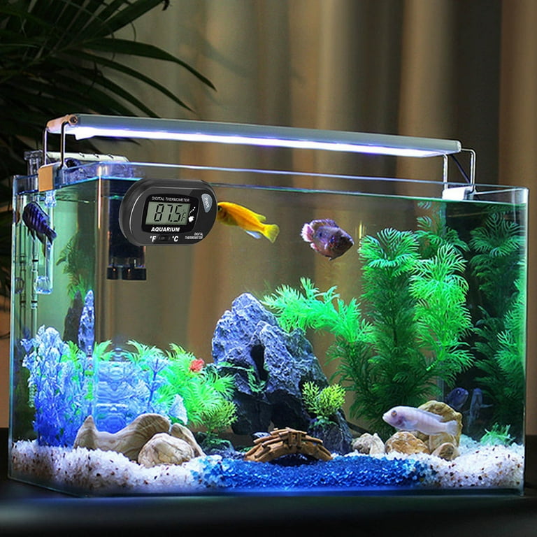 LCD Digital Aquarium Thermometer Fish Tank Water Terrarium Temperature with  Suction Cup for Turtl 1-Pack 