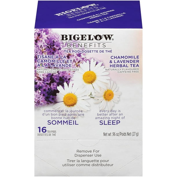 Bigelow Benefits Sleep Chamomile Lavender Herbal Tea Pods 16Count Box