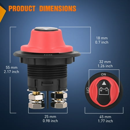 Nilight Battery Disconnect Switch 100A Master Disconnect Isolator