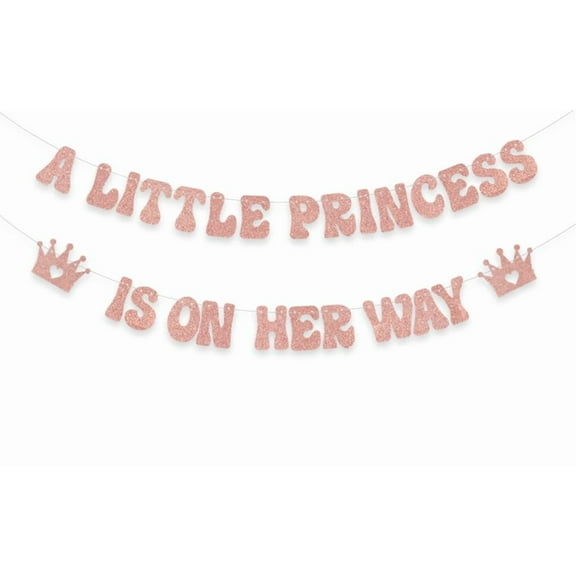 A Little Princess is on her Way Banner, Princess Baby Shower Decorations, Crown Gender Reveal Party Decoration, Baby Girls Birthday Party Supplies Rose Gold