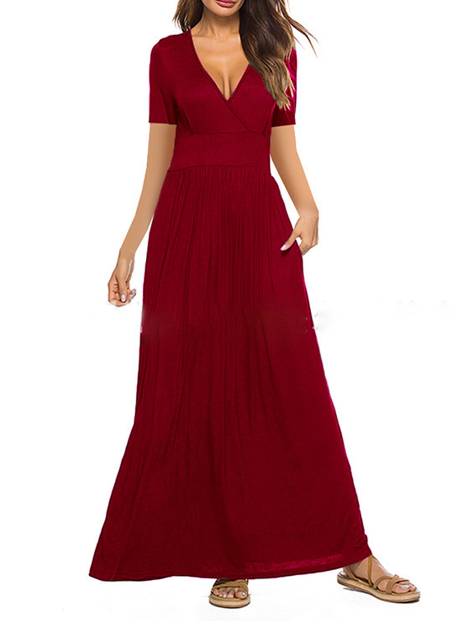 Capreze Womens Dress Long Sleeve/Short Sleeve Loose Plain Empire Waist