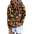 thumbnail image 2 of Femmes Halloween Sweat-Shirts Citrouille Impression Col Rond Pull à Manches Longues Oversize Pull-Overs Jaune XXL, 2 of 6