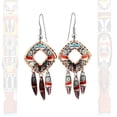 thumbnail image 4 of Northwest Coast Alaska Native Earrings Sun Totem Earrings/Alaska Totem Earrings/Eagles/Lovebird/Beaver/Wolf/Whales/Salmon (RedRaven), 4 of 26