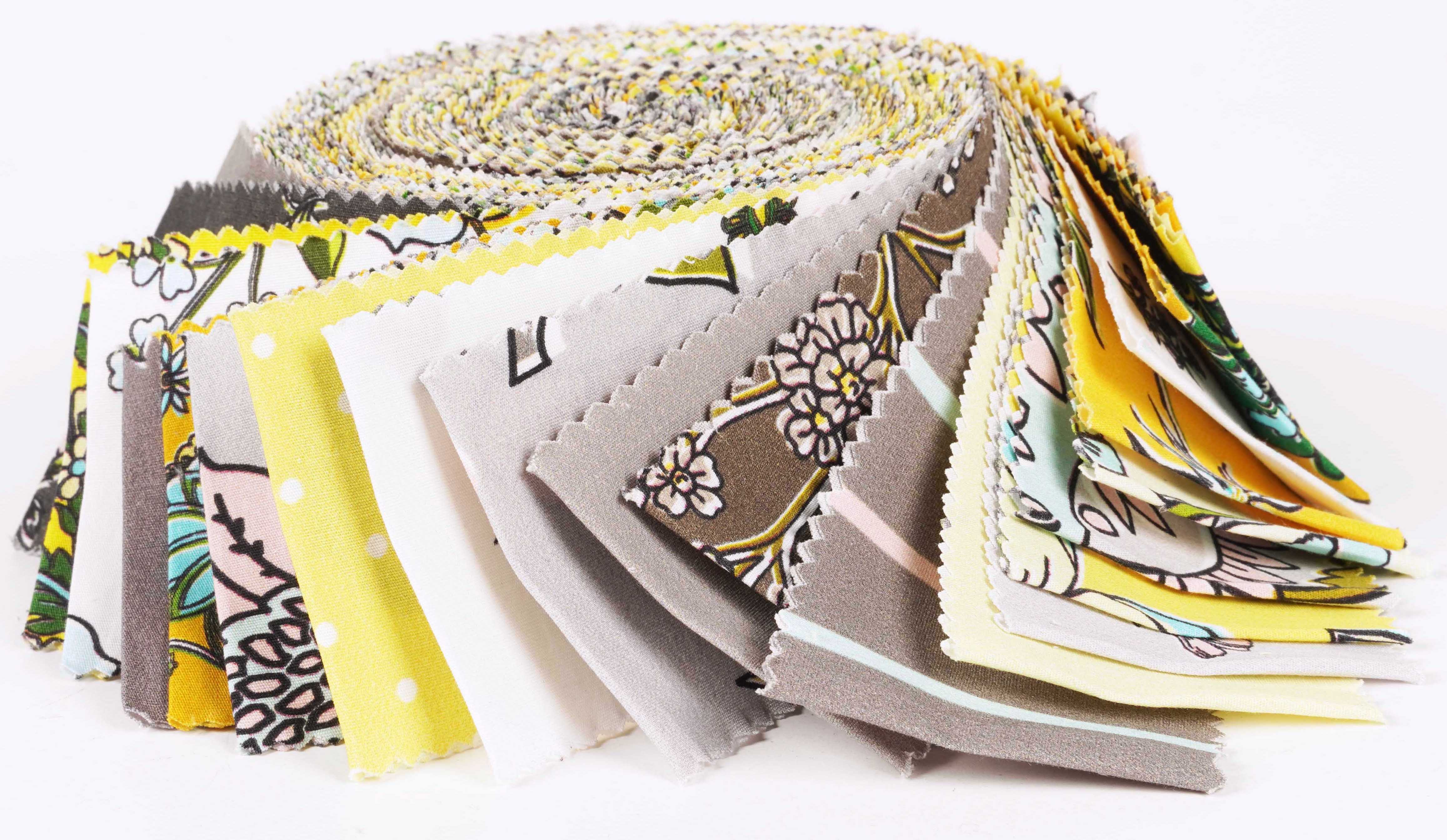 Soimoi 40Pcs Block Print Cotton Precut Fabrics For Quilting Craft Strips 2.5x42inches Jelly Roll - Yellow