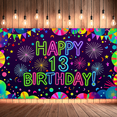 thumbnail image 5 of Colorful Neon Style Happy 13 Birthday Backdrop Banner Party Decors Background Photography Props for Birthday Party Celebration Decorations Photo Booth Setup, 5 of 7