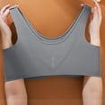 thumbnail image 6 of Plus Size Women's Wireless Tank Top Bra, Mesh Panel & Wide Adjustable Straps, Seamless Breathable Support for All-Day Comfort Gray XL, 6 of 9