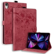 XYX Case for Lenovo Tab P11 2020/Tab P11 Plus 2021 11 inch, Cherry Blossom Cat PU Leather Folio Stand Magnetic Shockproof Protective Cover (Red)