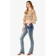 thumbnail image 3 of Grace in LA Women's Embroidered Boarder Distressed Pocket Bootcut Stretch Jeans (28, Blue), 3 of 6