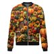 thumbnail image 4 of Chaqueta bomber con temática de Halloween para mujer con cierre de cremallera, estampado festivo de flores y calabazas, ligera y cómoda, 4 of 5