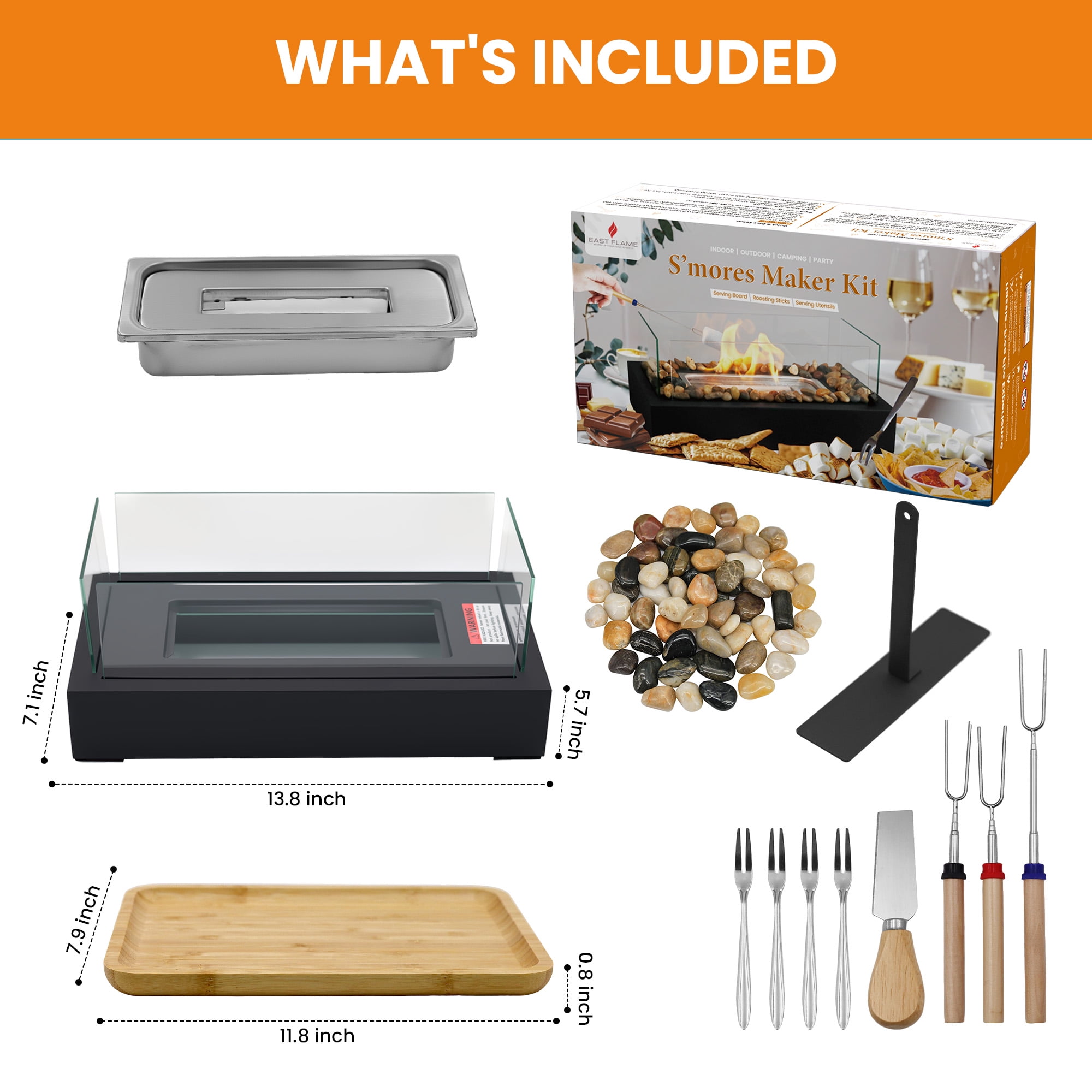 EAST FLAME Smores Maker Kit - Safer DIY Marshmallow Roaster, Charcuterie Serving Kit for Graham Crackers, Chocolate, Gift for Christmas