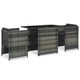 thumbnail image 1 of vidaXL 3 Piece Bistro Set with Cushions Poly Rattan Grey, 1 of 5