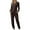 Coffee, variant on Mrat Women Rompers Summer Trendy Women Casual Pocket Solid Color Jumpsuits Hooded Zipper Long Sleeve Leg Pant Office Pants for Women S-8 Black M