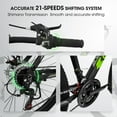 thumbnail image 4 of 26" Mountain Bike for Adults, Lightweight Aluminum Frame,Shimano 21-Speed,Black+Green, 4 of 8