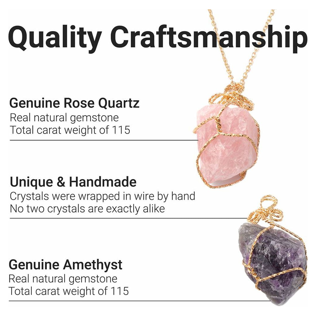 Rose Quartz Necklace, Pink Gemstone Necklace, | Falak Gems