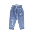 thumbnail image 2 of Little Girls Boys Jeans Baby Little Kids Jeans,Elastic Band Inside Straight Fit Ripped Denim Pants Blue A 6-7 Years, 2 of 3