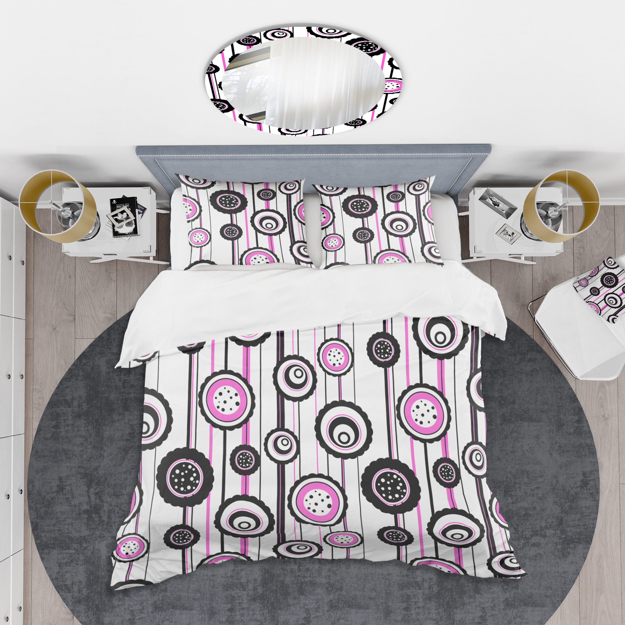 Designart 'Circular Retro Pattern I' Mid-Century Modern Duvet Cover Set
