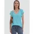 thumbnail image 6 of Womens Summer Tops Ruffle Short Sleeve V Neck T-Shirts Casual Loose Fit, 6 of 6