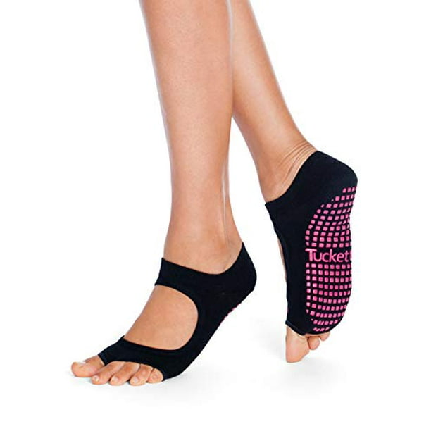 Tucketts Allegro Toeless Non-slip Grip Socks - Cotton Socks for Yoga, Barre,  Pilates, Dance, Ballet - Black, Size 5 - 13 