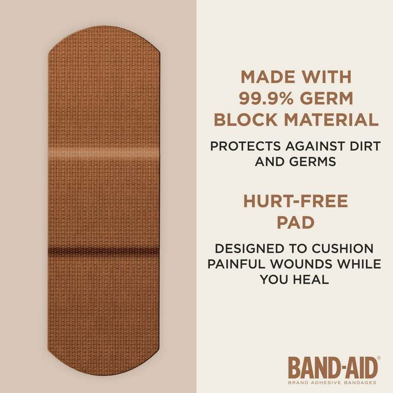 Band-Aid Brand Flexible Fabric Adhesive Bandages, Flexible Protection &  Care of Minor Cuts & Scrapes, Quilt-Aid Pad for Painful Wounds, Dark Brown  Skin Tone (BR65), Assorted Sizes, 30 ct : : Health