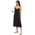 thumbnail image 5 of Fiophy 100% Linen Dress V Neck Tie Front Sleeveless Spaghetti Strap Summer Casual Midi Summer Beach Dresses,Black, L, 5 of 8