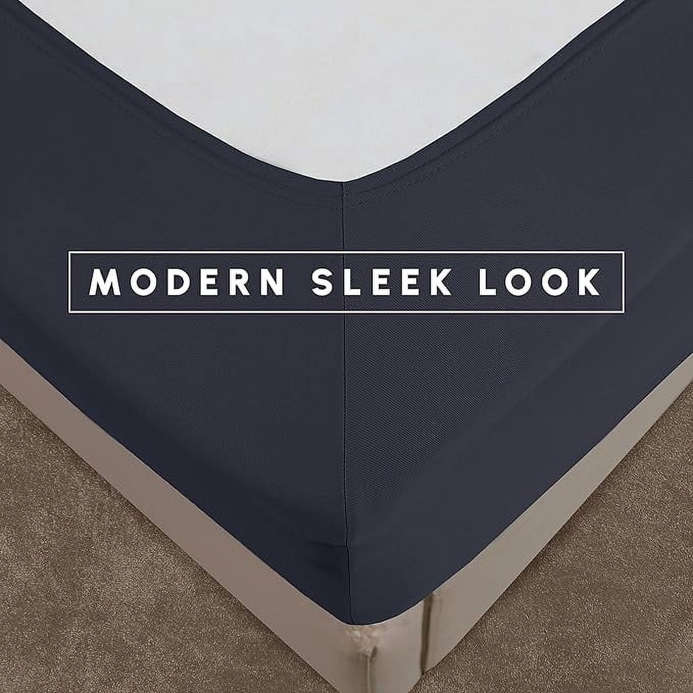 Elegant Comfort Box Spring Cover - Stretchy 4-Way Elastic Jersey Knit Alternative to Bed Skirt, Ultra Soft and Wrinkle-Free, Full, Navy Blue