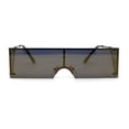 thumbnail image 2 of SA106 Mirrored 80s Retro Squared Rectangle Side Visor Robotic Sunglasses Gunmetal Gold, 2 of 4