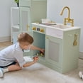 thumbnail image 6 of Teamson Kids Little Chef Wooden Play Kitchen with Large Fridge, Oven & 12 Food Accessories, Pretend Play Kitchen Set for Toddlers and Kids 3+ Years, Green, 6 of 8