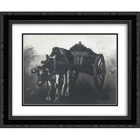 Vincent van Gogh 2x Matted 24x20 Black Ornate Framed Art Print 'Cart with Black Ox'