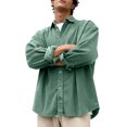 thumbnail image 2 of RYDCOT Men's Corduroy Button up Shirts Casual Lightweight Long Sleeved Western Overshirts Spring Fall Fashion Dress Outfit for Man (Big and Tall) Green, 2 of 7