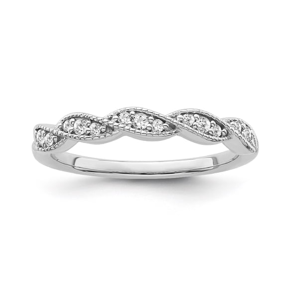 Araiya Fine Jewelry 14K White Gold Round-shape Lab Grown Diamond Anniversary Ring ( 1/10 cttw, D-F Color, VS Clarity) Size 6