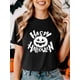 thumbnail image 1 of Women's Halloween T-Shirt - Happy Halloween Pumpkin Face Print Tee, Stretchy Breathable Fabric Casual Party Shirt for Halloween Costumes, Casual Attire, Festive Attire, Round Neck Top, Comfortable Fi, 1 of 6