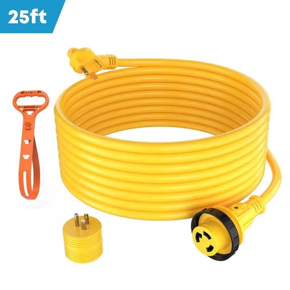 Kohree 30 Amp RV Power Extension Cord 25FT Heavy Duty 10/3AWG STW ,NEMA TT-30P with LED Indicator Grip Handle,125V,3750W,ETL Listed