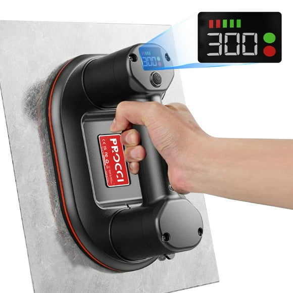Ventouse à Batterie, 10 Pouces de Diamètre, 2 Moteurs Sans Balais, Puissance d'Aspiration 300 kg / 660 lbs, Écran LCD pour Puissance d'Aspiration et Niveau de Batterie, Batterie 4000 mAh, Autonomie 10h
