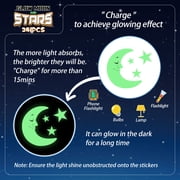 Sinekong 241PCS Glow in The Dark Stars for Ceiling, 3D Stars and Moon Stickers Luminous Wall Decals for Boys Girls Room, Green