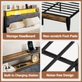 thumbnail image 5 of Kbun Twin Bed Frames,Industrial Metal Platform Bed Frame,Heavy Duty Steel Slats Support Up to 900 lbs,Upholstered Headboardand 9 Thickened Legs,No Box Spring Needed, Noise-Free,Brown, 5 of 7