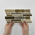 thumbnail image 3 of 12Sheets Peel and Stick Backsplash Tiles Stickers DIY Wall Decals 4.72 x 9.68inch Waterproof Self Adhesive Brown Gray Mosaic Marble Decor, 3 of 7