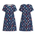 thumbnail image 3 of Bixox Robe d'Été à Manches Courtes pour Femmes Robe Ample Longueur Genou avec Poches-Lighthouse Dessin Animé, 3 of 7