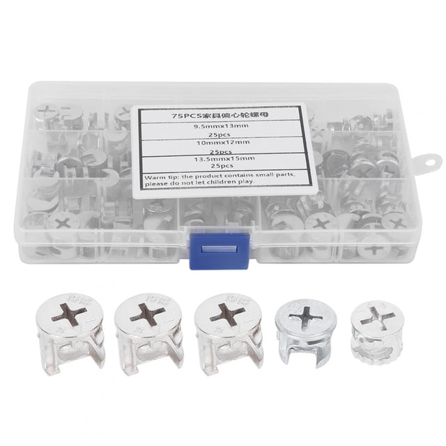 Conector para muebles, 75 piezas, tuerca de leva para muebles, juego de tuercas para muebles, tuerca de leva, construcción robusta NikouMX herramienta
