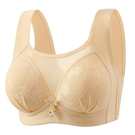 Weyolog Women s New Plus Size No Underwire Top Bra Thin Breathable Big Breasts To Show Small Beauty Back Four Bra  Bras for Women  Push up Bra Beige 95