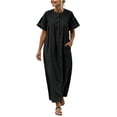 thumbnail image 2 of ClodeEU Women's Crew Neck Short Sleeve Maxi Dress with Pockets,Casual Loose Summer Vacation Dress Black,Women's Plus XL, 2 of 7