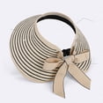 thumbnail image 5 of Bibifish Womens Straw Visor Large Brim Foldable Striped Sun Hat With Bow Tie Beach & Vacation Sun Hat, 5 of 5