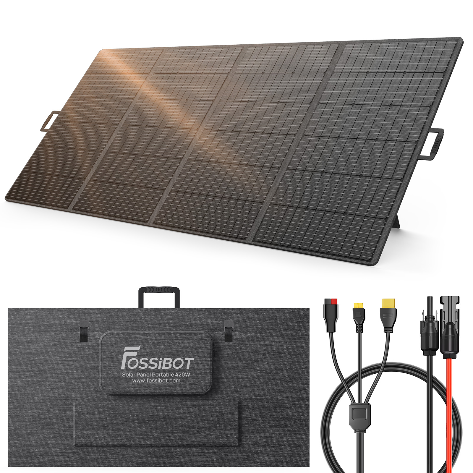 FOSSiBOT 2400W 2048Wh Portable Power Station with 420W Solar Panel,Solar Generator for Outdoor Camping,Home Backup,Emergency,RVs