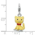 thumbnail image 3 of Amore La Vita  Sterling Silver Rhodium-plated Polished 3-D Enameled Cat with Bow Tie Charm with Fancy Lobster Clasp, 3 of 3